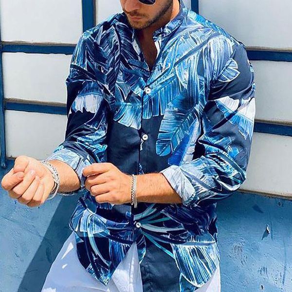 

men's casual shirts autumn spring fashion slim buttons streetwear men vintage pattern printing long sleeve turn down collar mens, White;black