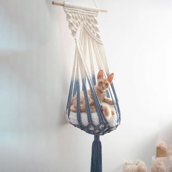 

tapestries cotton handwoven tapestry pet cat hammock bed swing bohemian wall hanging macrame for home bedroom decoration without mat