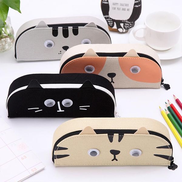 

pencil cases cute cartoon cat case office supplies girl cosmetic bag boy stationery small and portable storage 050078