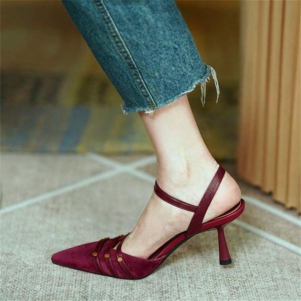 

sandals summer ladies high-heeled wine red stiletto fashion party, Black