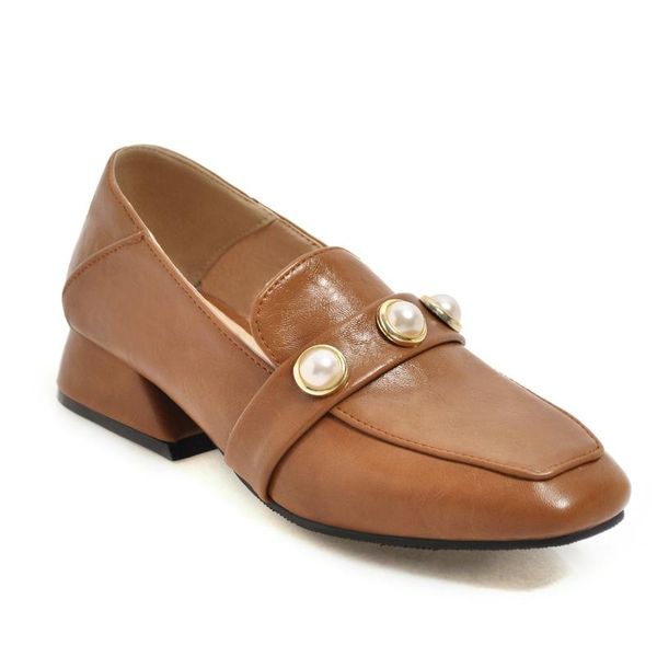 

dress shoes 19 years of early england wind low heel side with square yards size 32-48 pearl light mouth single woman, Black