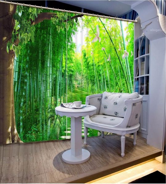 

curtain & drapes 3d blackout shade window curtains green park bamboo forest flowers living room bathroom