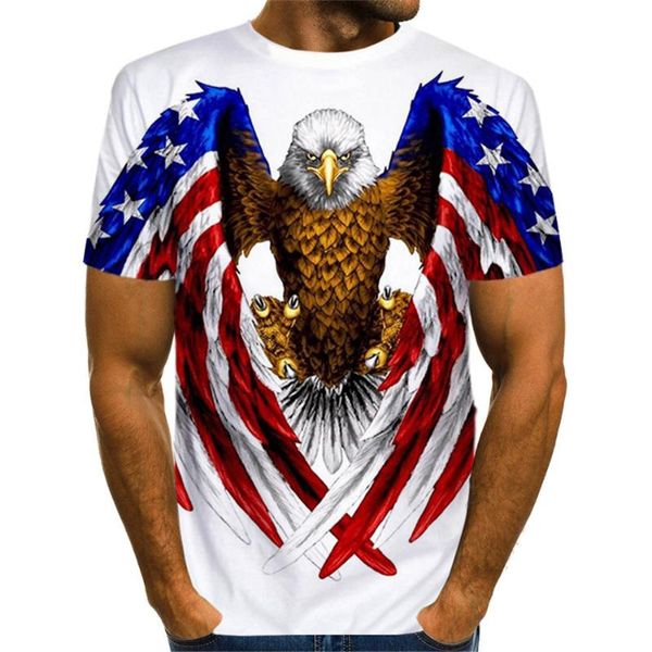 

women's t-shirt animals for men women summer eagle usa flag graphic 3d print tshirt boy girl novelty children casual party clothes, White