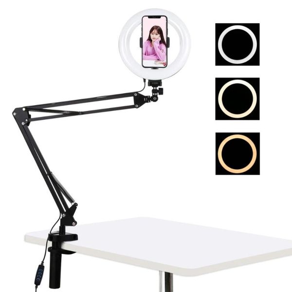 

flash heads puluz 7.9/10.2 inch tablering light with long arm stand youtube vlogging selfie pography usb led video lights
