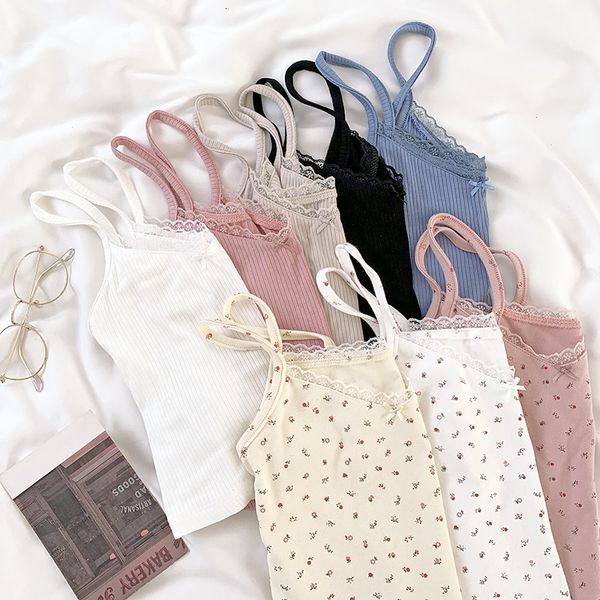 

2021 new mooirue spring kawaii lace camis friendly comfortable elastic slim women crop eam7, White