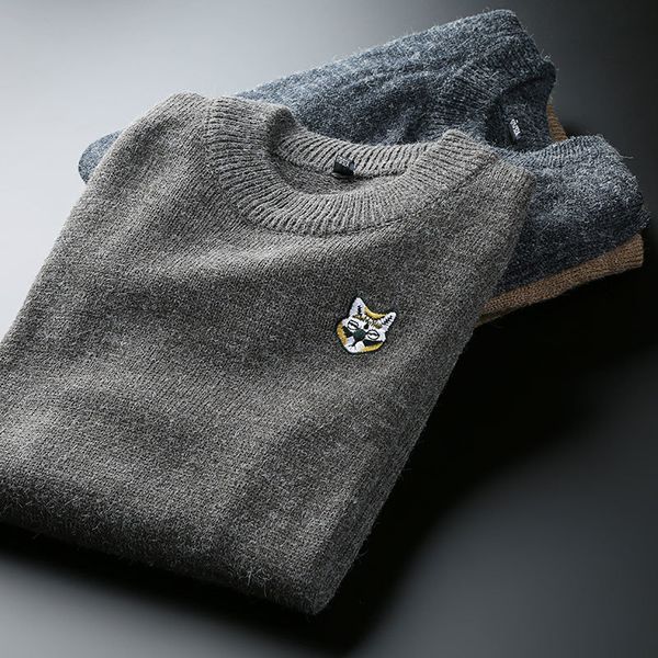 

2021 new woolen autumn fashion brand o-neck sweater for mens pullovers thick slim fit jumpers knit casual clothing men mu8t, White;black