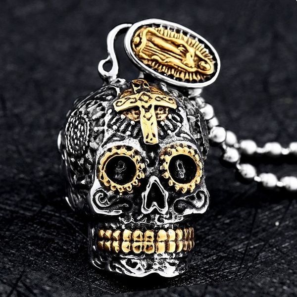 

mens retro rock hip hop punk cross skull pendant jewelry gift stainless steel party boy birthday gift jewelry wholesale, Silver