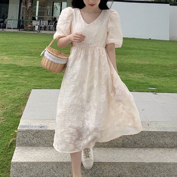 

party dresses sweet midi dress women design women's clothing korean short sleeve elegant kawaii apparel female 2021 summer v-neck, White;black