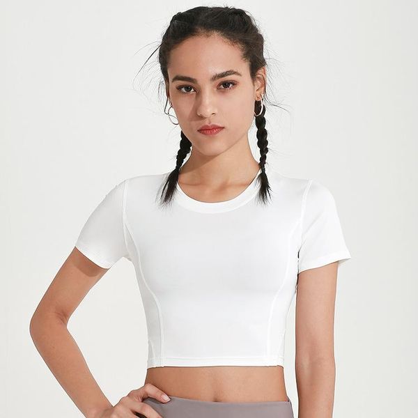 

yoga outfits clothes women running fitness breathable quick-drying t-shirt, White;red