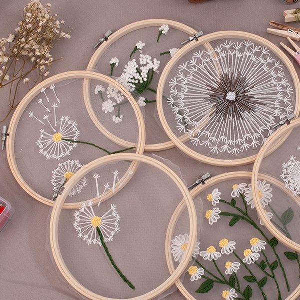 

other arts and crafts diy transparent gauze embroidery kit with hoop for beginner needlework handmade cross stitch sewing art craft creative