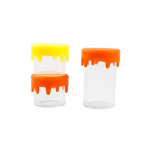 Contenitore per bottiglia in vetro Pyrex da 6 ml Contenitore con coperchio con guarnizione in silicone Design innovativo portatile per pillola in polvere Herb Spice Miller Torta calda DHL