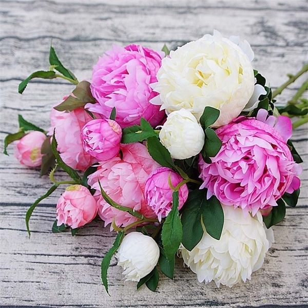 

artificial christmas decorative vase accessories, silk bridal bouquets, peony, autumn plastic flowers, family and wedding