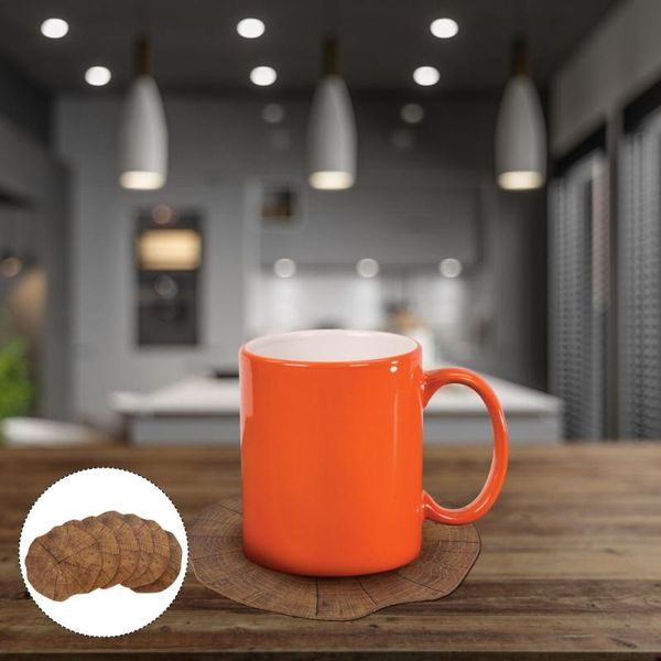 

mats & pads 6 pcs practical table coasters placemats wood grain (light brown)