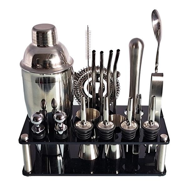 bartender kit 20-piece cocktail shaker set acrylic holder home diy...