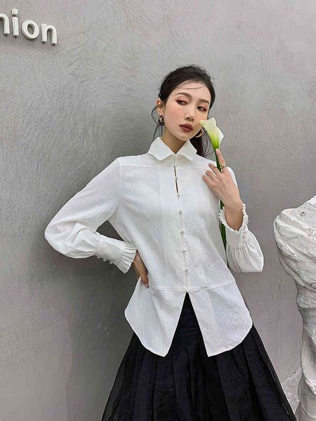 

women's blouses & shirts spring long sleeve white shirt womens and ruched lantern designer button up korean style women yno7