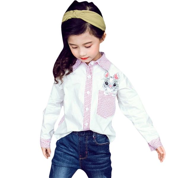 

blouse for girls long sleeve teen rabbit solid children's shirt autumn winter clothes 4-12 y 210528, White;black