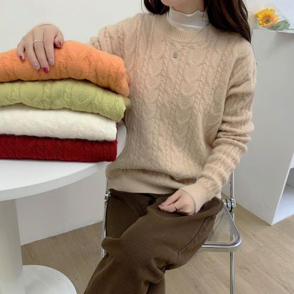 

women's sweaters 2021 sweater long sleeve twist pullover loose and lazy winter korean student trend, White;black