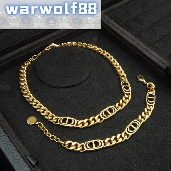 

luxury jewelry designers thick dijia cd pig nose necklace heavy industry chain bronze fashion trend letter bracelet, Golden;silver