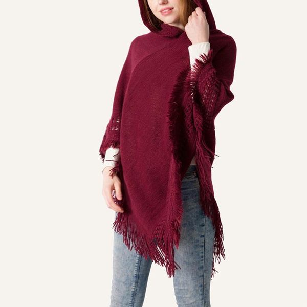 

women's sweaters women striped winter tassel scarf ponchos capes hooded shawls outerwear warm sweater solid harajuku loose autumn pullo, White;black