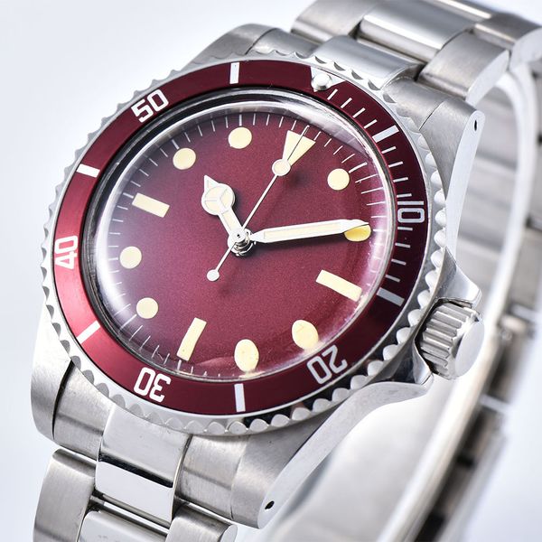 

2019 watch automatic 40mm steel shell red index plate mechanical illuminating mobile phone core brushed bracelet b14, Slivery;brown