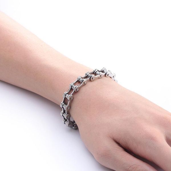

link, chain fashion bracelet titanium steel bicycle shaped stainless jewelry for women, Black