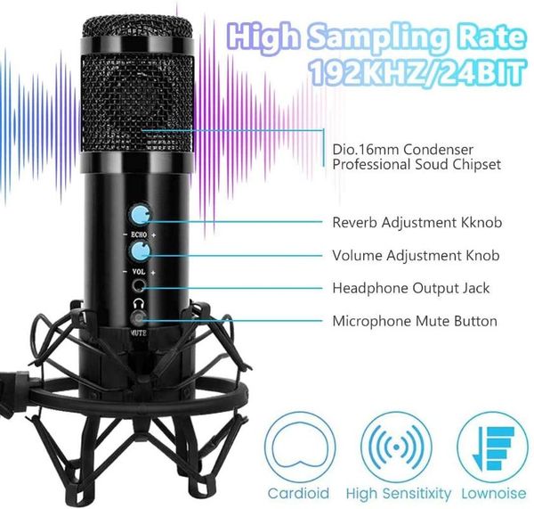 

professional condenser microphone bm858 usb computer microphone studio for pc karaoke live recording with tripod