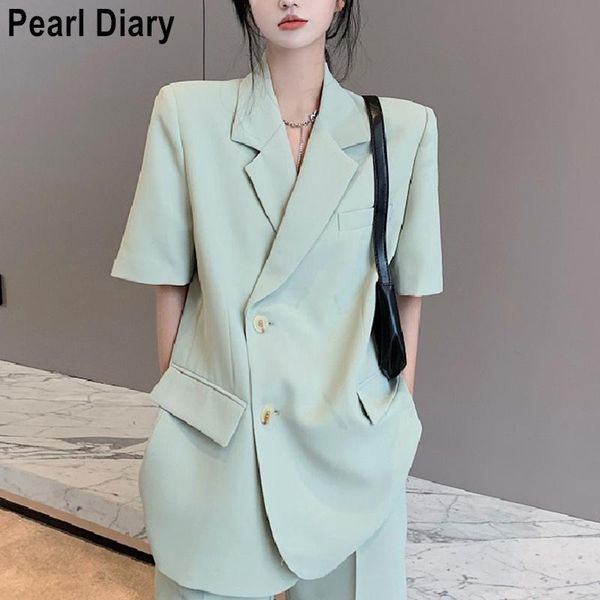 

women's tracksuits summer shorts sets loose 2 two piece set women outfits thin short sleeve coat and high waist pants blazer feminino f, Gray