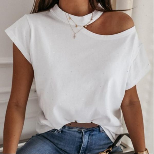 

summer new women ladies pullover tee short sleeve off shoulder t shirts summer fashion hollow out streetwear female xxl, White