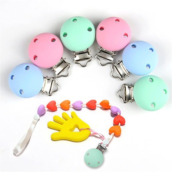 

pacifiers# 1pc round silicone clips baby pacifier holder chain care toy accessories