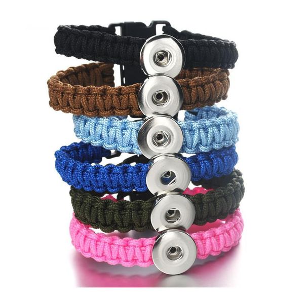 

snap leather bracelet retro handmade braided leather snaps bracelet bangles fit 18mm snap jewe jllhai, Golden;silver