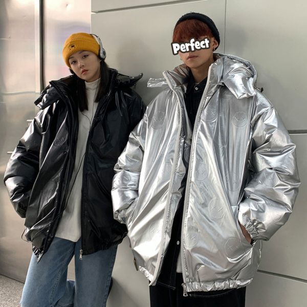 

2021 new winter thicken jacket men's parka warm fashion casual windproof shiny men short coat mens clothes s-2xl rnez, Black