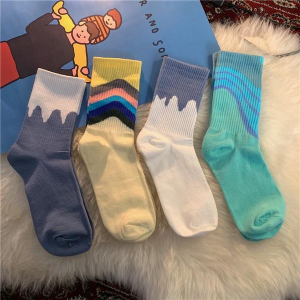 

men's socks 1 pair hit color fashion trend all-match for men and women couples street leisure sports warm stockings, Black