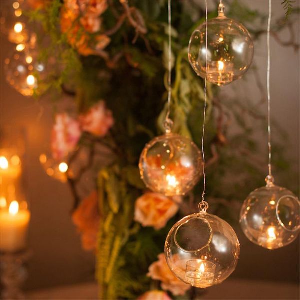 

candle holders 4/6pcs holder tea light 6cm glass round wedding home decors romantic vase candlestick succulent style globe shape