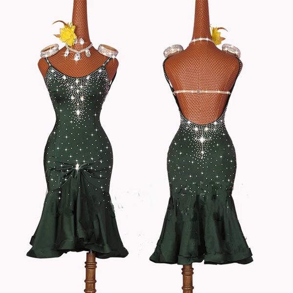 

lady competition latin dancing dresses sparkly rhinestone fashion women professional tango ballroom dancing skirts, Black;red