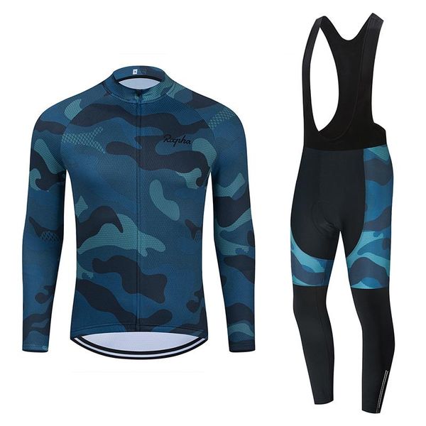 

racing sets original men's long sleeve camouflage pattern cycling suit, Black;blue