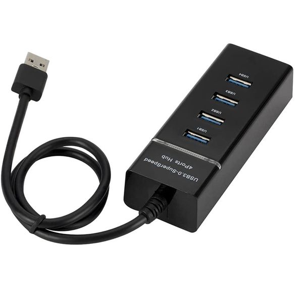 4-Port-USB-Hub-Splitter 3.0, tragbarer Hochgeschwindigkeits-USB-Kabeladapter für MacBook, Mac Pro Mini, iPad, PC, PS4, 5-Flash-Laufwerk, mobile Festplatte