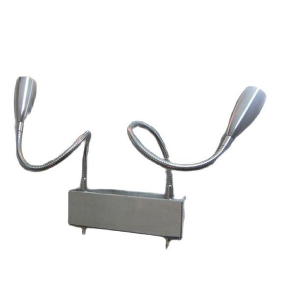 

ch bedside lights led lamp 2x3watt double switched directional spotlights focusing lens stainless steel base aluminium tube chrome finish