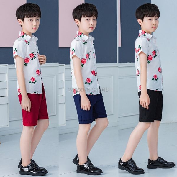 

formel d't garons, chemise hawaenne + ensemble vtements courts, robe soire mariage pour enfants, costume de remi, White