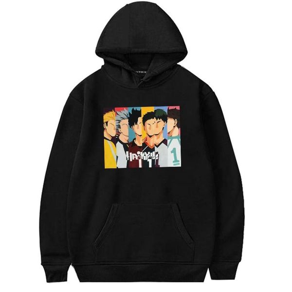 

haikyuu hoodies karasuno high school volleyball club anime hoodie streetwear fashion sweatshirt coat jacket pullover, Black