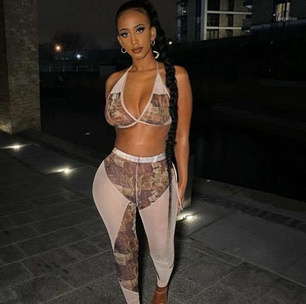 

women's tracksuits 2021 bra vest + pants contrasting color printing set, Gray