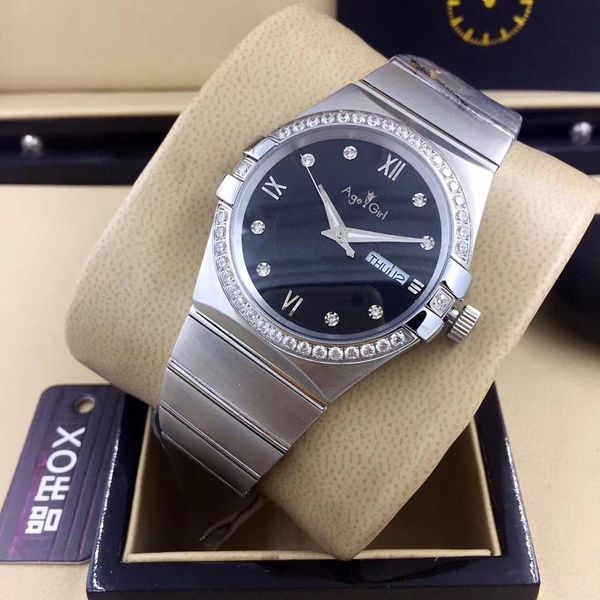 

wristwatches classic men silver black white automatic mechanical stainless steel sapphire watches diamonds rome dial limited, Slivery;brown