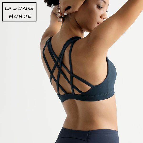 

gym clothing resistant gathered high strength strap beauty back sports bra underwear woman seamless work out, White;black