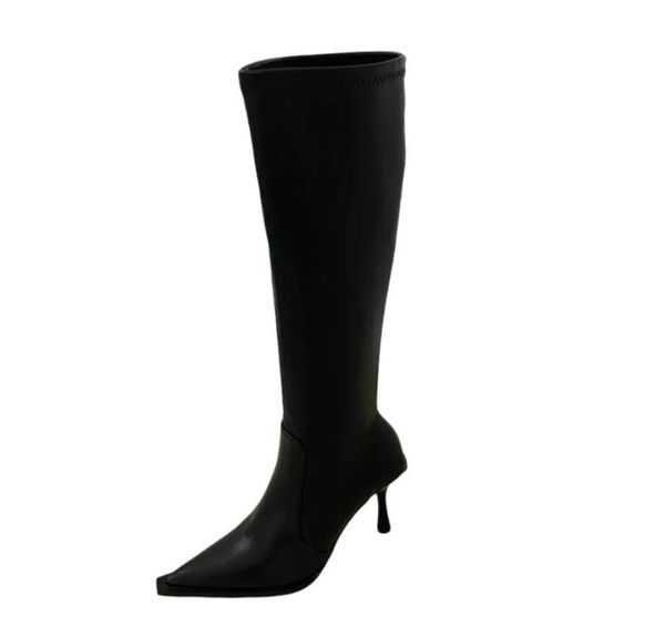 

boots 2021 women's knee pointed toe high heel shoes female thigh, Black
