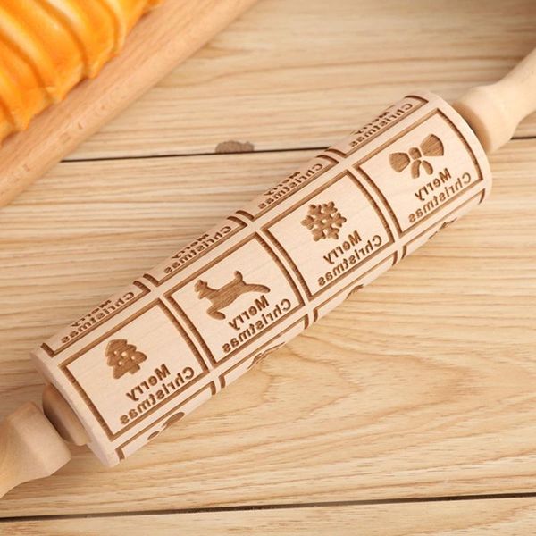 

rolling pins & pastry boards 35*5cm christmas embossing pin baking cookies noodle biscuit fondant cake dough engraved roller reindeer snowfl