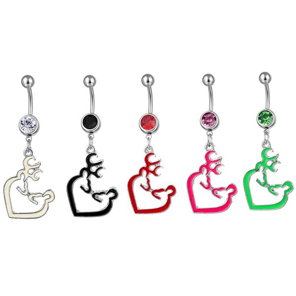 

d0527b browning deer belly navel button ring mix colors, Silver