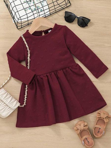 

toddler girls textured keyhole back dress she, Red;yellow