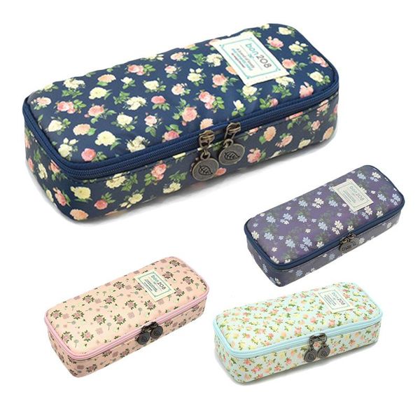 

pencil bags case, pen bag makeup pouch zipper box office organizer rose floral,