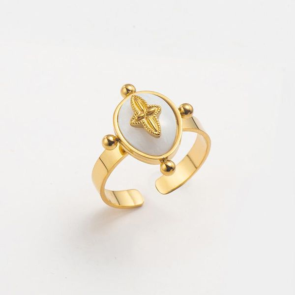 

wedding rings 316l stainless steel natural shell for women vintage irregular gold metal finger ring titanium jewelry anillos mujer, Slivery;golden