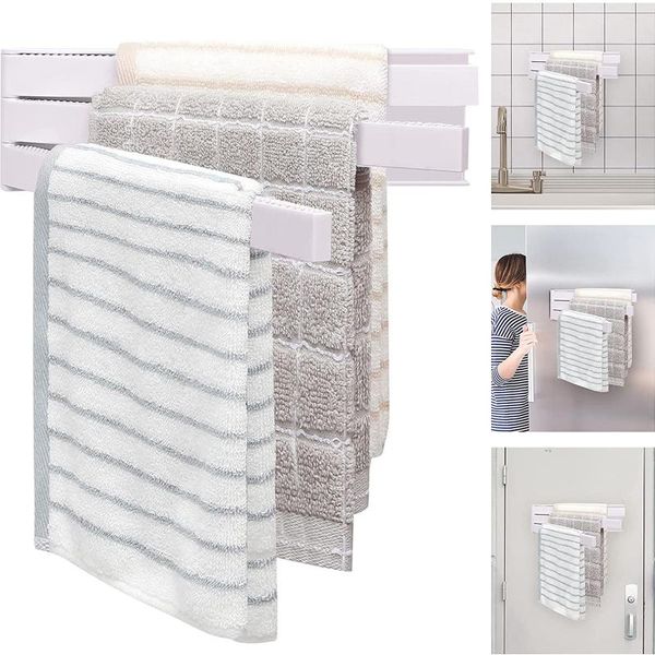 

shower curtains towel rack 180Â° swivel kitchen holder 3-arm bathroom bar punch-for space saver zpt5