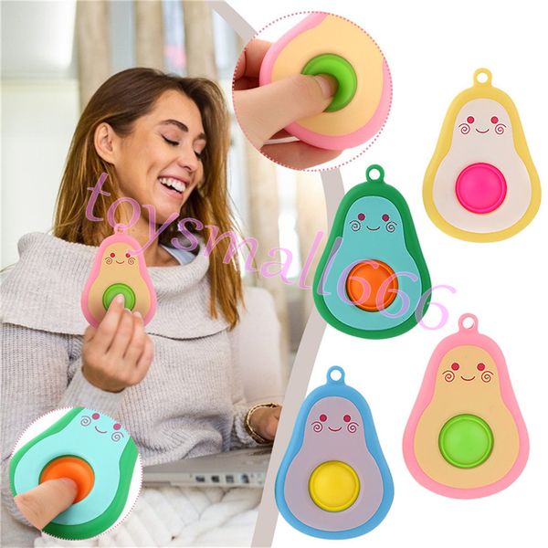 

push mini simple dimple sensory fidget toys pendant kawaii simulation avocado-fruit stress relief simpel dimpel keychain gifts